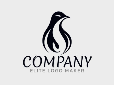 Create a logo for your company in the shape of an aquatic penguin with a minimalist style and black color.