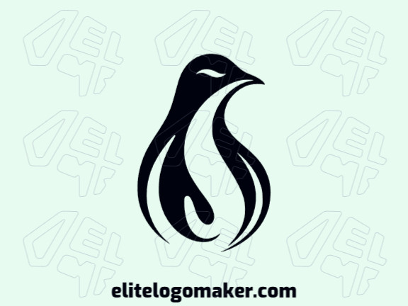 Create a logo for your company in the shape of an aquatic penguin with a minimalist style and black color.