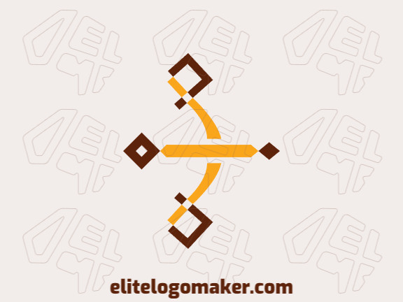 Logotipo customizável composto por formas geométricas e estilo minimalista formando um arco e flecha com cores amarelo e marrom.