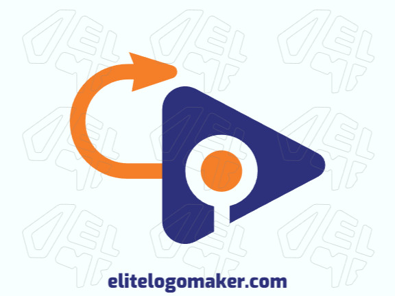 Customizable logo in the shape of an arrow combined with a play, with an abstract style, the colors used was blue and orange.