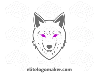 Uma ilustração artística criativa de uma cabeça de lobo com detalhes abstratos, projetada em estilo simétrico para um logotipo ousado e único.