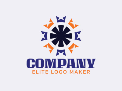 Logotipo abstrato com a forma de um asterisco combinado com coroas, com design criativo.