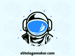 An abstract logo with a cosmic touch, featuring an astronaut in a striking combination of blue and black, symbolizing exploration and mystery.