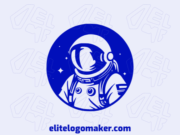 Logo with creative design, forming an astronaut with illustrative style and customizable colors.