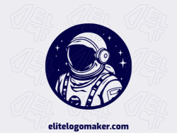 Create a logo for your company in the shape of an astronaut with an abstract style and dark blue color.