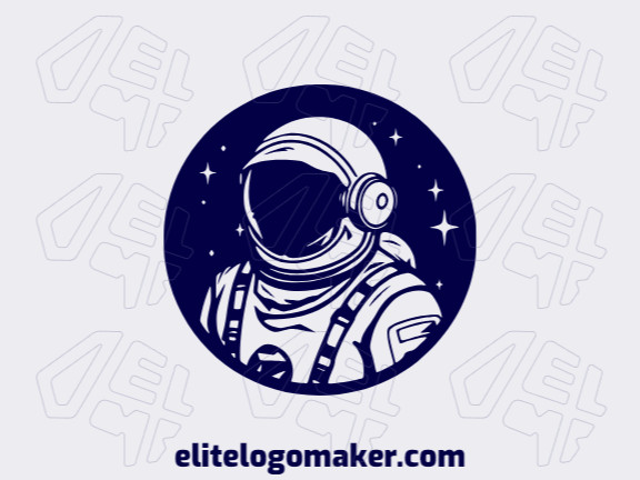 Crie um logotipo para sua empresa com a forma de um astronauta com estilo abstrato e cor azul escuro.