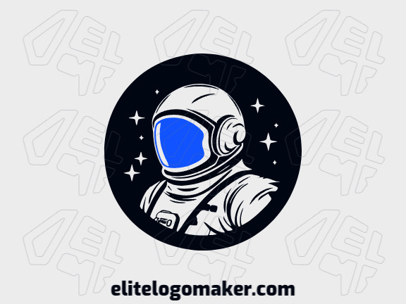 Logotipo moderno com a forma de um astronauta com design profissional e estilo ilustrativo.