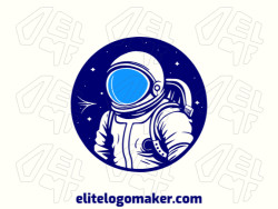 Create your online logo in the shape of an astronaut with customizable colors and illustrative style.