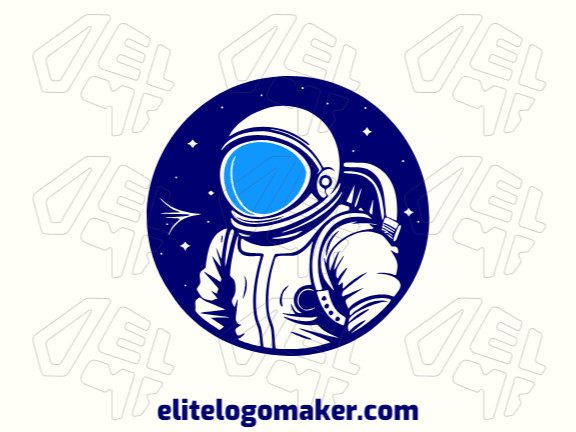 Crie seu logotipo online com a forma de um astronauta com cores customizáveis e estilo ilustrativo.
