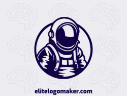 Vector logo in the shape of an astronaut with abstract style and dark blue color.