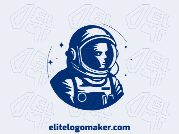 Logotipo com a forma de uma astronauta com a cor azul, esse logotipo é ideal para diferentes áreas de negócio.