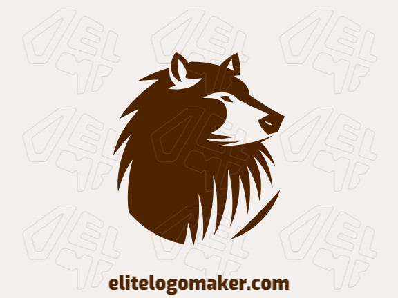 Logotipo profissional com a forma de um urso marrom atento com estilo simples, a cor utilizada foi marrom escuro.