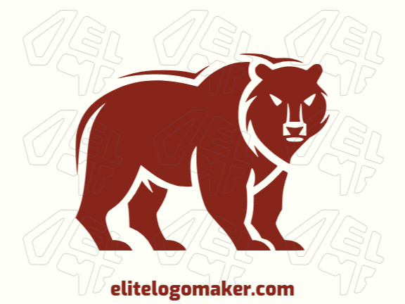Template logo in the shape of an attentive brown bear with abstract design and brown color.
