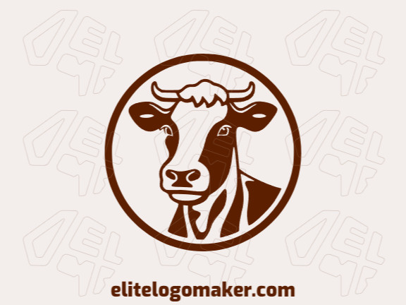 Logotipo vetorial com a forma de uma vaca atenciosa com estilo circular e cor marrom.