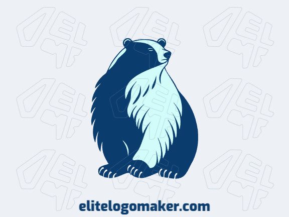 Logotipo simples composto por formas abstratas, formando um urso polar atento com as cores azul e azul escuro.