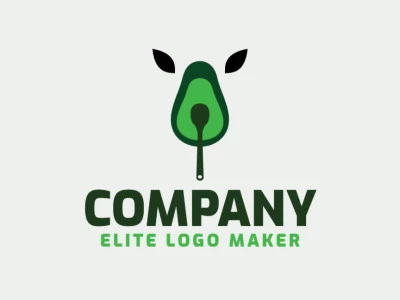 Logotipo personalizable en forma de un aguacate combinado con un felino, con diseño creativo y estilo abstracto.