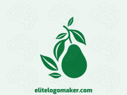 Memorable logo in the shape of an avocado combined with leaves with minimalist style, and customizable colors.