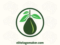 Minimalist logo with a refined design forming an avocado combined with leaves, the color used was green.