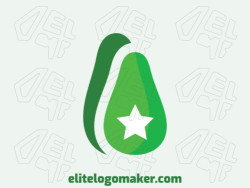 Create an ideal logo for your business in the shape of an avocado combined with a star, with abstract style and customizable colors.