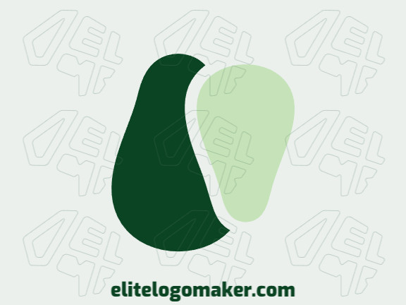 Logotipo customizável com a forma de abacates com estilo minimalista, a cor utilizada foi verde.