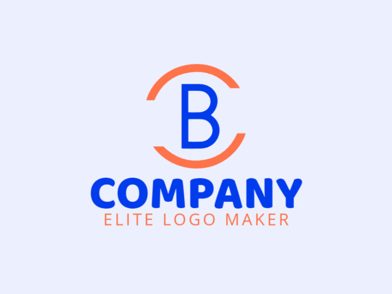 Un logotipo creativo y minimalista que presenta la letra 'B' en un diseño elegante con tonos azules y naranjas.