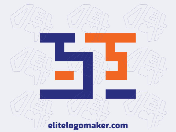 Logotipo vetorial com a forma de uma letra "B" combinado com uma letra "S", com design abstrato e com as cores azul e laranja.