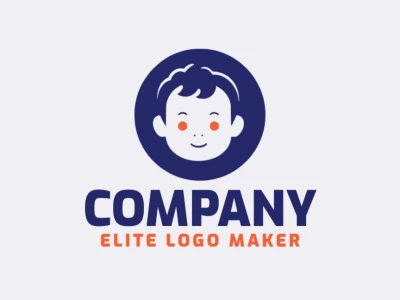 Logotipo personalizable en forma de un bebé con diseño creativo y estilo abstracto.