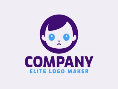 Customizable logo in the shape of a baby with a minimalist style, the colors used were blue and dark blue.