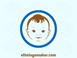 Professional logo in the shape of a baby with an childish style, the colors used was blue and yellow.