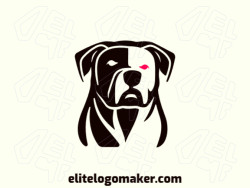 This abstract logo features a menacing-looking dog in shades of red and black. The style is bold and eye-catching, with a strong emphasis on negative space.