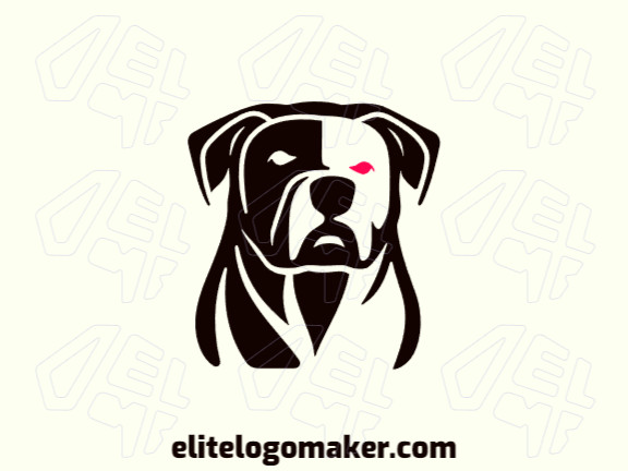 Este logotipo abstrato apresenta um cachorro com aparência ameaçadora em tons de vermelho e preto. O estilo é ousado e chamativo, com forte ênfase no espaço negativo.
