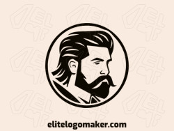 Template logo in the shape of a barber with minimalist design and black color.