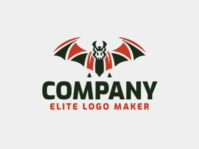 Logo created with abstract style forming a bat with wings spread with colors green and orange.