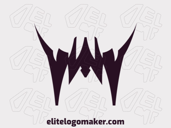 Logotipo memorável com a forma de um morcego com estilo abstrato, e cores customizáveis.