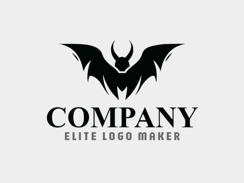 Professional logo in the shape of a bat with a minimalist style, the color used was black.