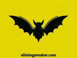 Logo with creative design, forming a bat with minimalist style and customizable colors.
