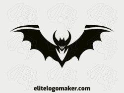 Memorable logo in the shape of a bat with creative style, and customizable colors.