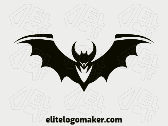 Logotipo memorável com a forma de um morcego com estilo criativo, e cores customizáveis.