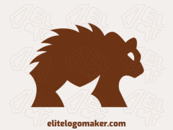 Animal logo design in the shape of a bear with thorns on the back (similar to a saw) with brown color.