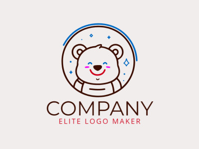 A childish logo featuring a playful bear, combining whimsical shapes to create a fun and endearing brand mark, in a delightful mix of blue, brown, and pink.