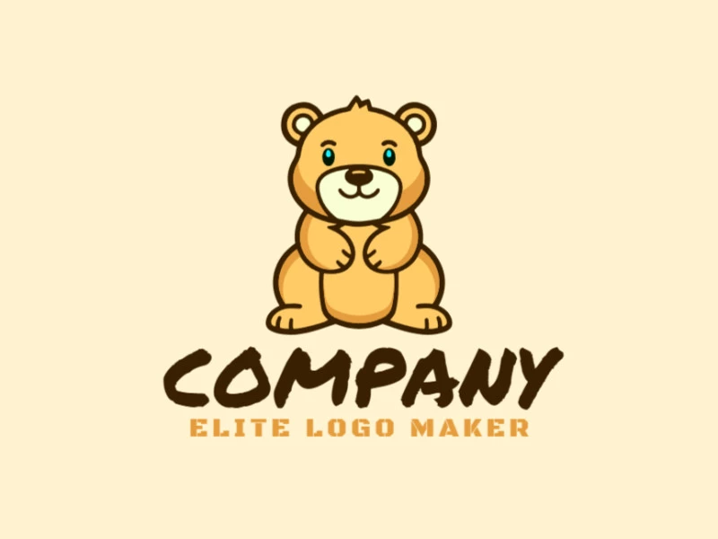 A playful logo featuring a cute bear design in blue, brown, and dark yellow, perfect for a child's brand with its charming and whimsical style.