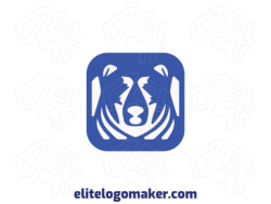 Simple logo composed of abstract shapes forming a bear with blue and white colors.