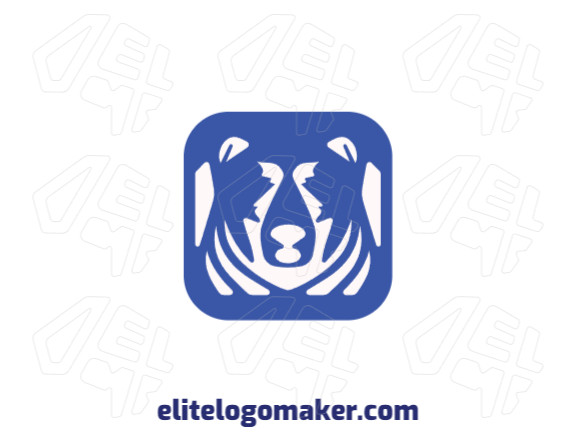 Logotipo simples composto por formas abstratas, formando um Urso com as cores azul e branco.