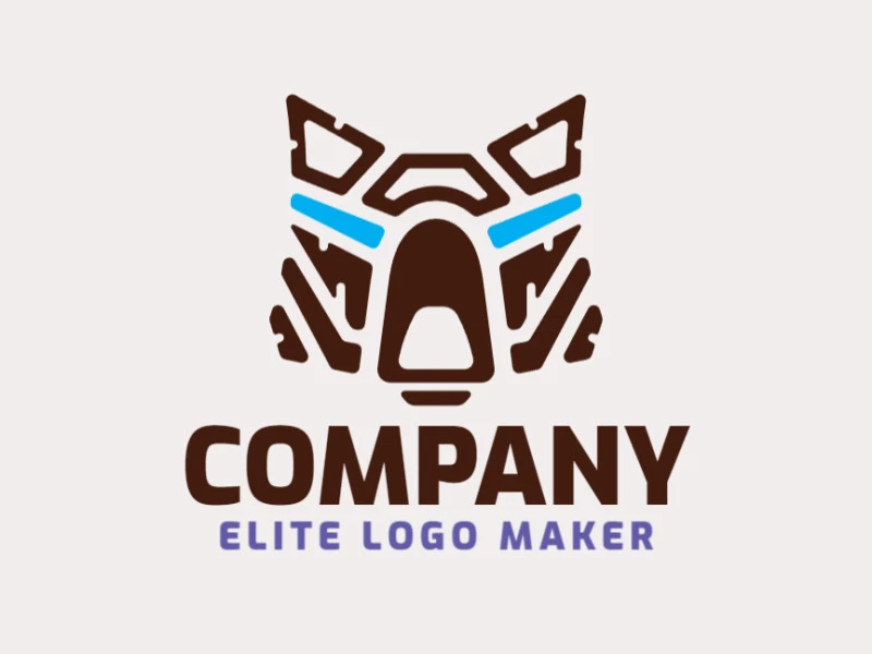 Logo available for sale in the shape of a bear with childish style with blue and brown colors.