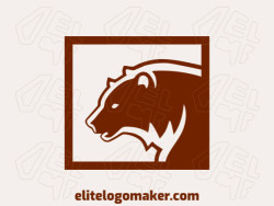 A simple logo composed of abstract shapes forming a bear with the color brown.