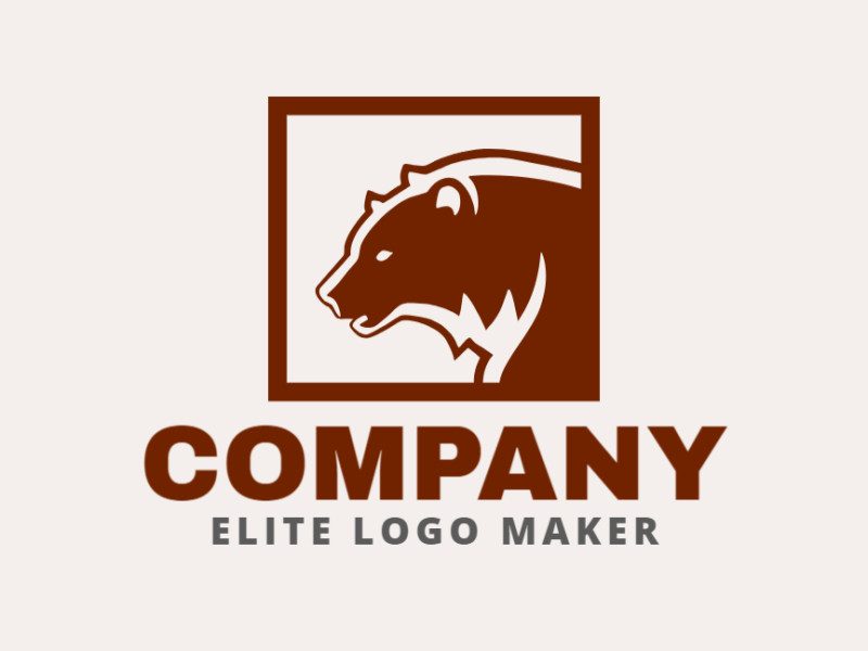 Logotipo simples composto por formas abstratas, formando um urso com a cor marrom.