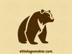 Logotipo profissional com a forma de um urso com estilo minimalista, a cor utilizada foi marrom.