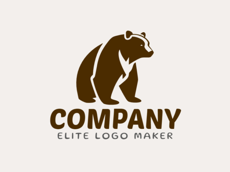 Professional logo in the shape of a bear with a minimalist style, the color used was brown.