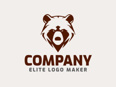 Un logotipo cautivador con una cabeza de oso en estilo animal, elegantemente destacado en marrón.