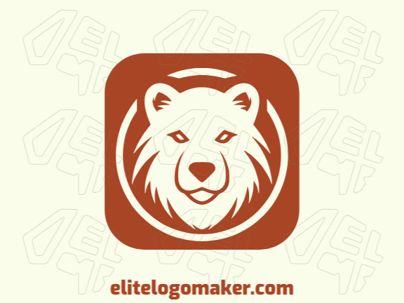 Customizable logo in the shape of a bear head with an circular style, the color used was brown.
